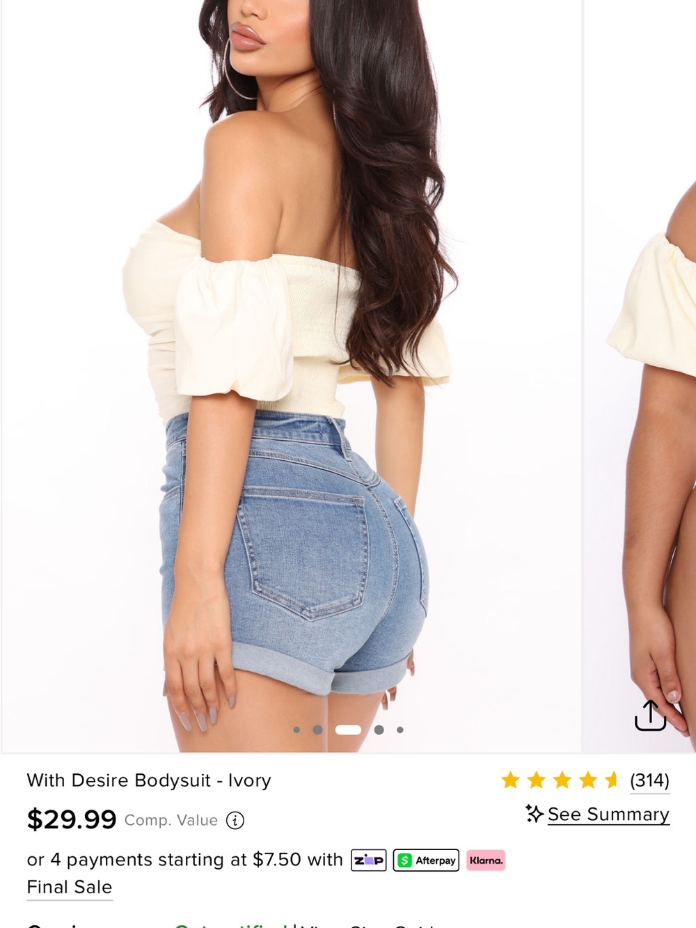 Ivory Off-Shoulder Ruched One-Piece - Picture 3 of 6